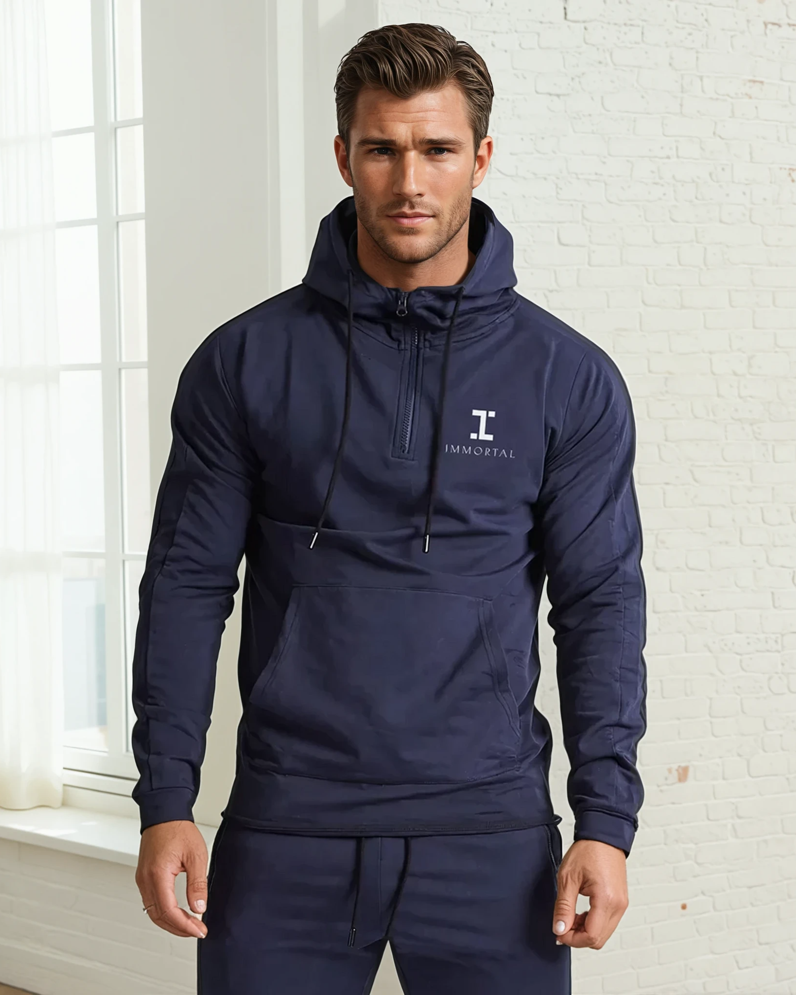 Mens new light breathable hoodie-Navy