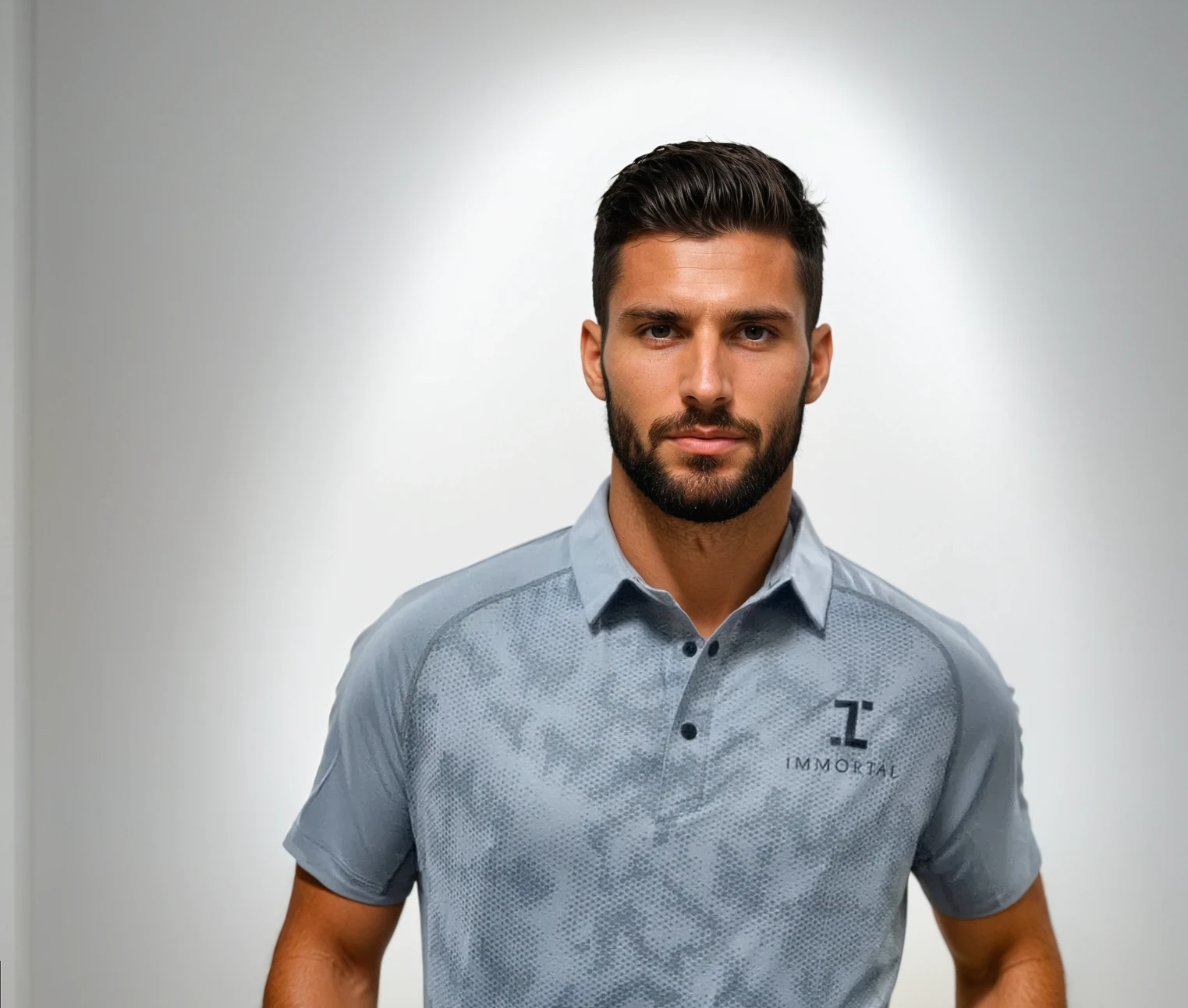 Men's Buttoned Polo (Grey Cammo)