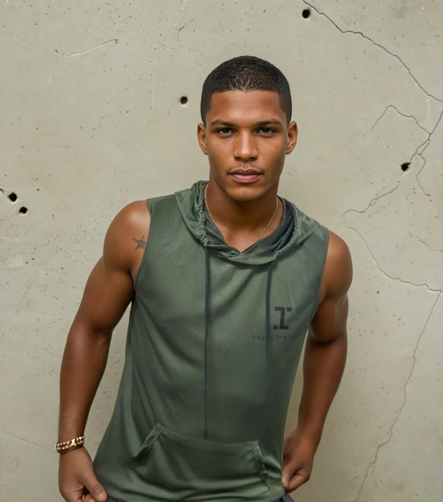 Men's Sleeveless Active Hoodie (Army Green)