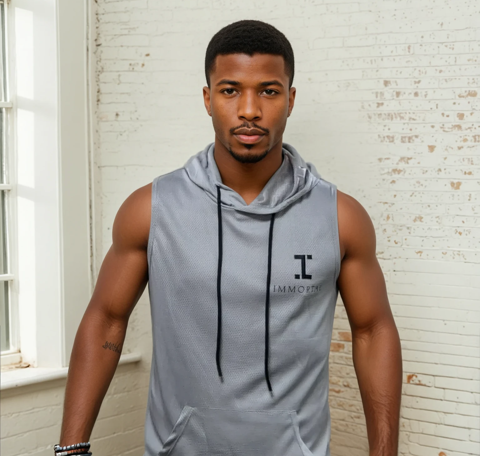 Men's Sleeveless Active Hoodie (Silver/Grey)