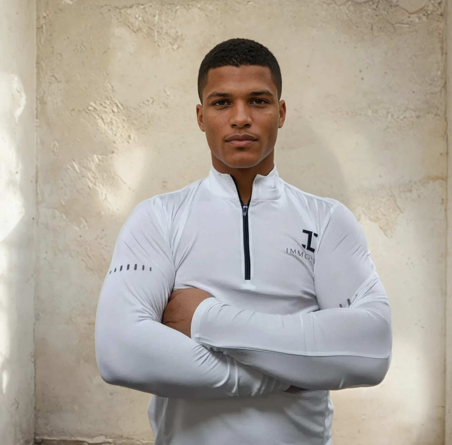Mens Quarter Zip Beast Top (White)