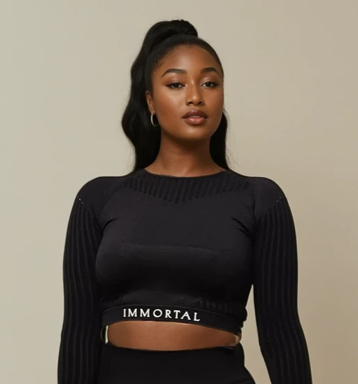 Seamless 2 Piece Leggings and Top - Black