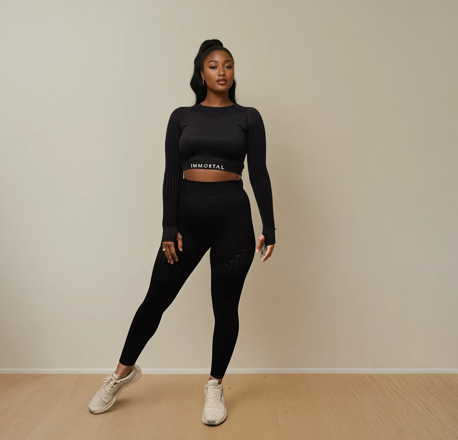 Seamless 2 Piece Leggings and Top - Black