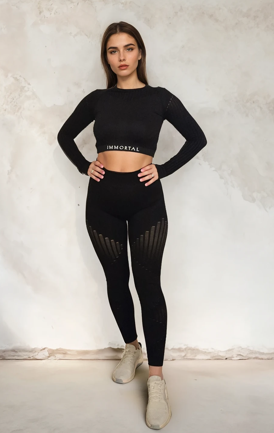 Seamless 2 Piece Leggings and Top - Black