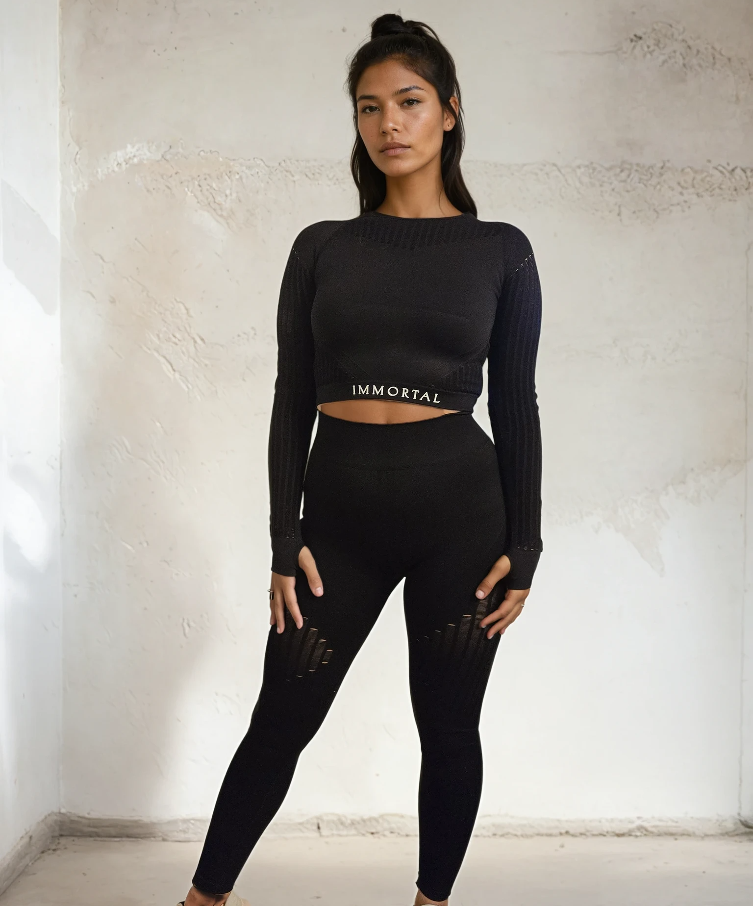 Seamless 2 Piece Leggings and Top - Black