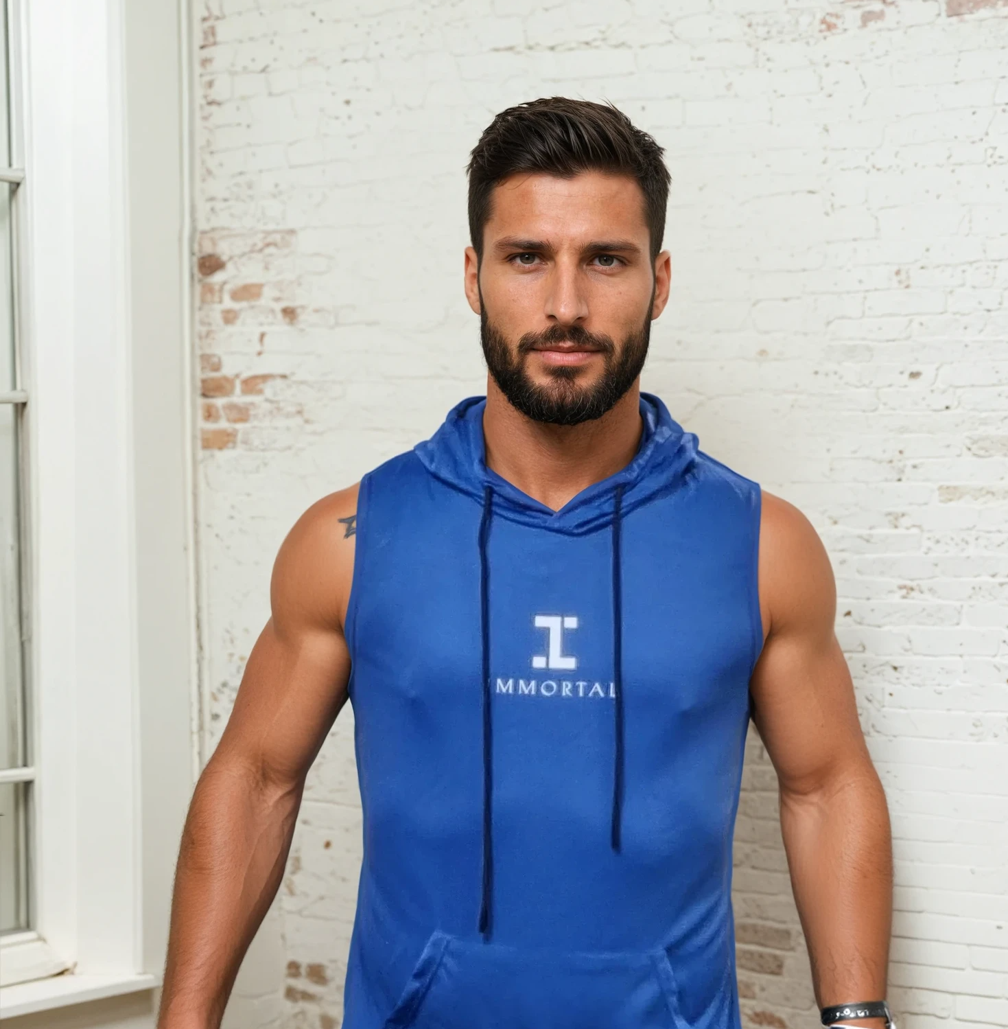 Sleeveless Active Hoodie - Blue