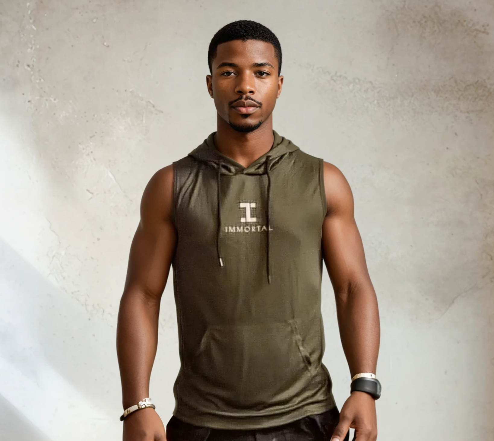 Sleeveless Active Hoodie - Army Green