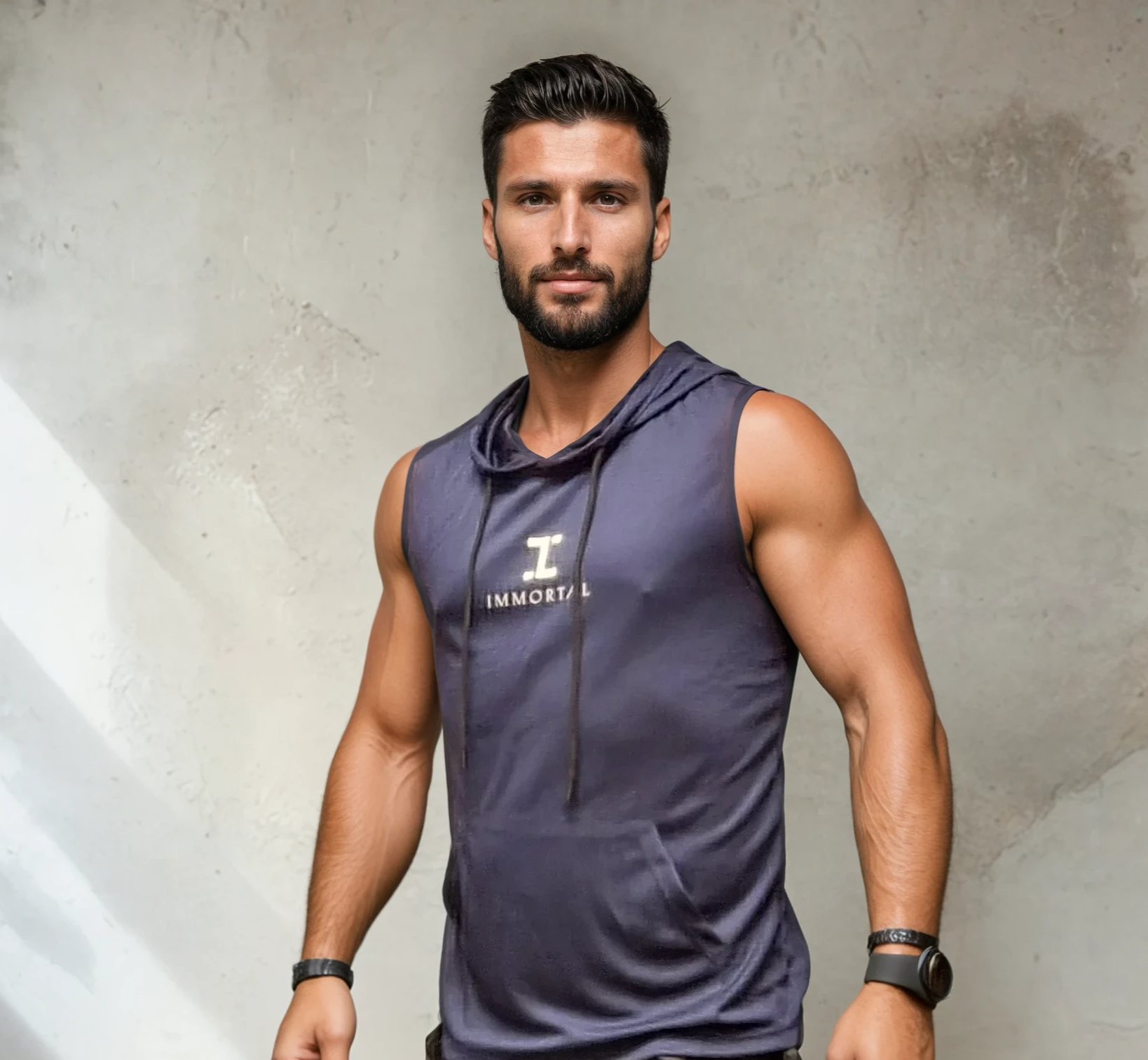 Sleeveless Active Hoodie - Navy